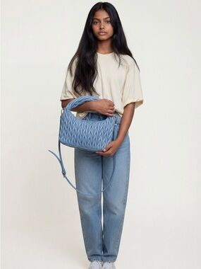 Urban Expressions Light Blue Quilted Shoulder Bag